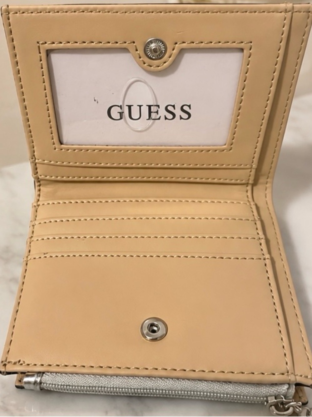 GUESS Silver Metallic Ruched Mini Clutch - Picture 2 of 3